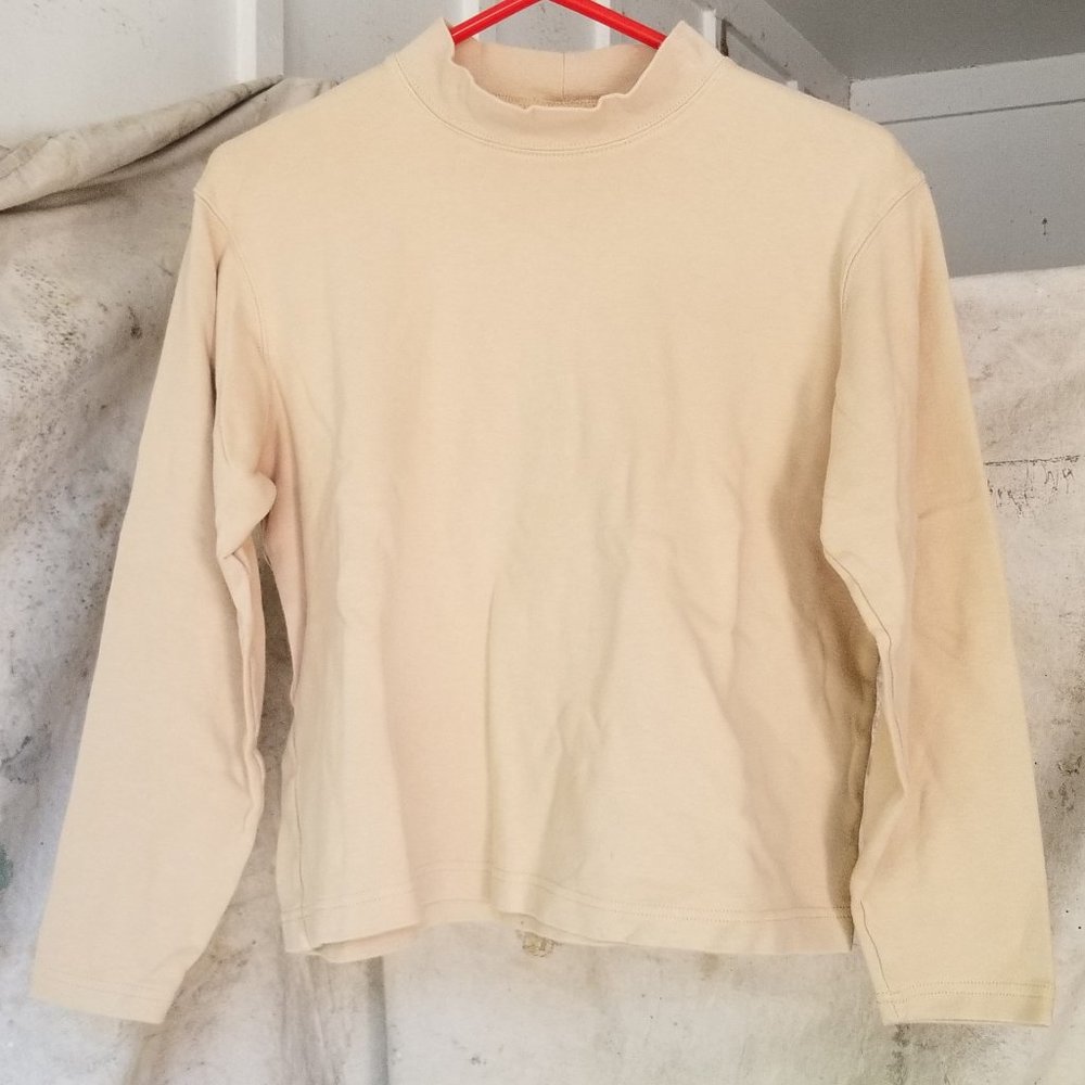 Jenny Buckanan Vintage Tan Turtle Neck Long Sleeve Top Size M